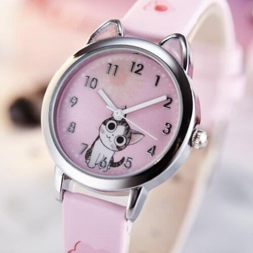 2021 Cute Cheese Cat Pattern Kids Watch Quartz Analog Child Watches For Boys Girls Student Clock Gift Relogio Feminino