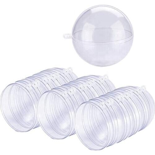 AT69 -24 Balls/Batch DIY 70mm Christmas Tree Hanging Ball Transparent Ball Transparent Plastic Filled Ball Ornament