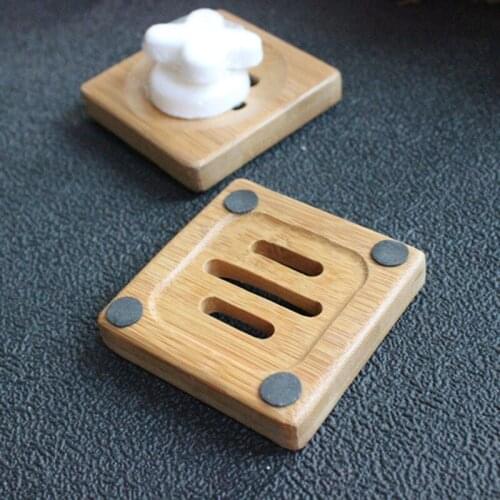 Bamboo Wooden Moldproof Soap Dish Soap Sponge Drain Tray With Non-slip Setting Environmentally Friendly Soap Box
