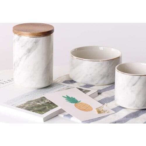 White Ceramic Bottle Jars For Storage In The Kitchen Wood Lid Cans Bulk Jar For Food Coffee Spices Sealed Food Container Box