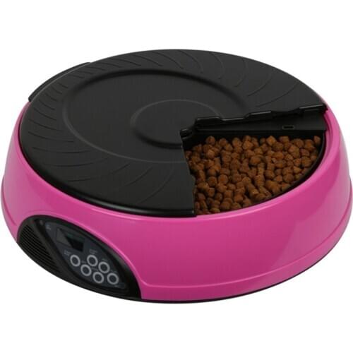 Free Shipping Auto programmable Dog Bowl 6 Trays Automatic Pet Feeder for Dog, Cat and Small Animals