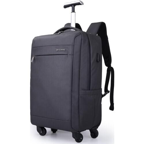 Brand Trolley luggage bag with wheels new backpack multi-function USB interface business suitcase bag portable travel bag