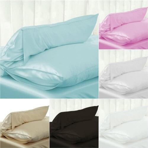 Queen King Imitation Silk Pillowcase Smooth Satin Bed Pillowcase For Bedding Supplies Solid Color Pillow Case Drop Shipping