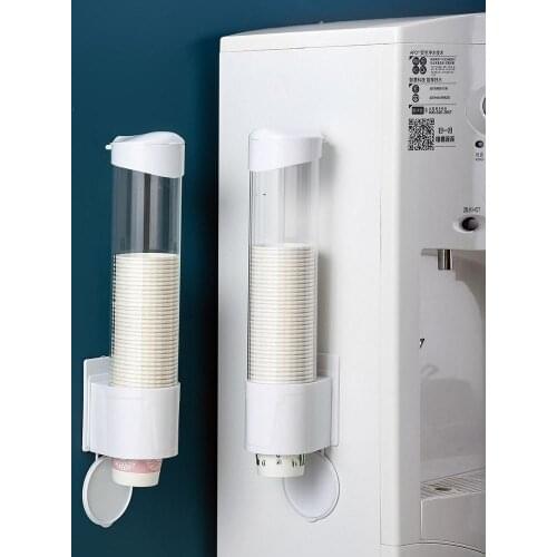 38CM Disposable Paper Cup Dispenser Plastic Cups Holder Automatic Holder Dustproof Free Punching Paper Cup Racks