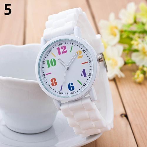 Kids Girls' Fashion Silicone Strap Arabic Number Sport Casual Quartz Wrist Watch