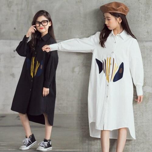 Big Girls Cotton Dress Autumn 2020 Children Embroidered Clothes Elegant Kids Girls Dress Teenage Cute Casual Girls Dress, #1044