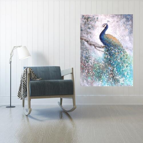 Canvas Prints Wall Painting Home Decor Modern Animal Wall Art Painting Peacock Unframed Modern Vintage Blue Peacock Picture