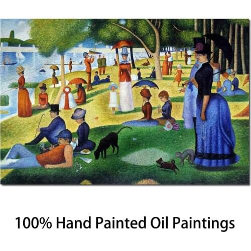 Modern painting Sunday Afternoon on the Island of La Grande Jatte by Georges Seurat famous landscape art handmade High quality