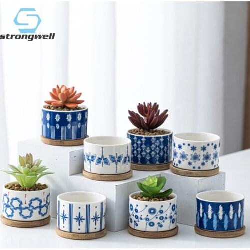 Strongwell Minimalist Ceramic Flower Pots Succulent Planter Home Decoration Miniature Ornament Porcelain Potted Balcony Decors