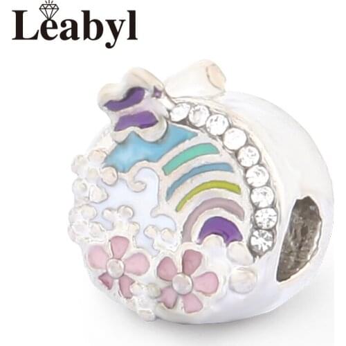 Leabyl Classic Multi Color Flowers in Full Bloom Charm for DIY Bracelet Bangle Colorful Enamel Beads