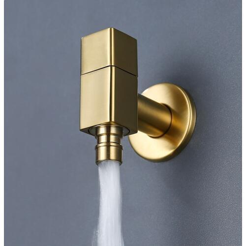 Brushed Gold Bathroom Washing Machine Faucet Wall Single Cold Mop Pool Faucets Sink Taps Brass Bathtub Faucet