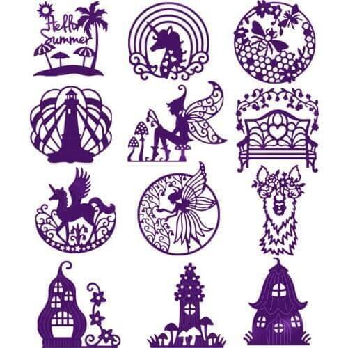 Honeycomb Unicorn Magical Fairy House Llama Seashell Metal Cutting Dies For DIY Scrarpbooking Embossing Cards Crafts New 2019