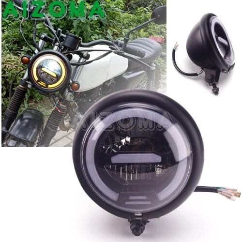 Motorcycle LED Headlight Amber Halo Ring DRL High Low Beam Head Lamp Light For Harley Bobber Chopper Sportster XL 883 Honda BMW