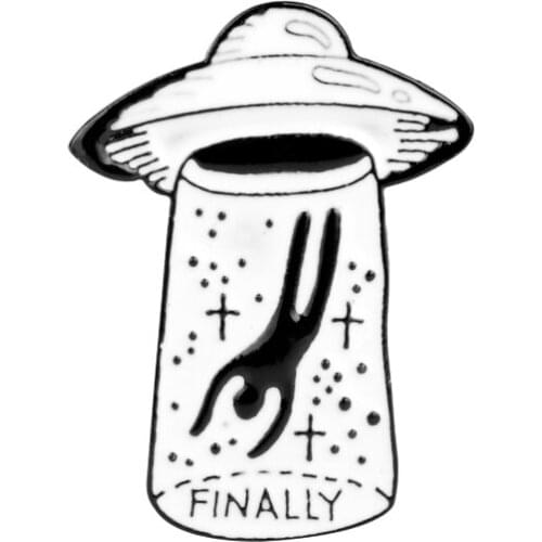 Cartoon UFO Alie Planet Brooch Pins Spaceship Enamel Pins Button Backpack Clothes Collar Pin Badge Icon Funny Jewelry Kids Gift