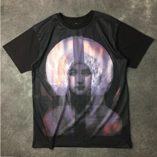 Men New High 19ss Virgin Mary Halo Cross T Shirts T-Shirt Hip Hop Skateboard Street Cotton T-Shirts Tee Top #39
