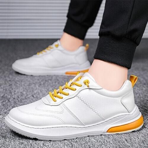 2020 Hot Sale Mens Shoes Leather White Breathable Mens Sneakers Autumn All-Match Casual Shoes Zapatillas Hombre Large Size 44