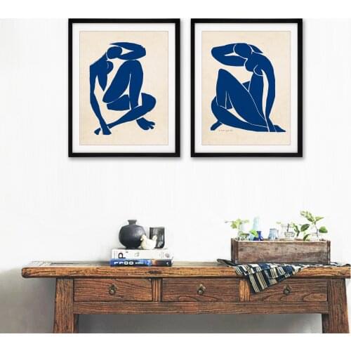 2 in 1 blue nude henri matisse canvas painting repro abstract art Minimal Illustration Wall Art unframed no matboard