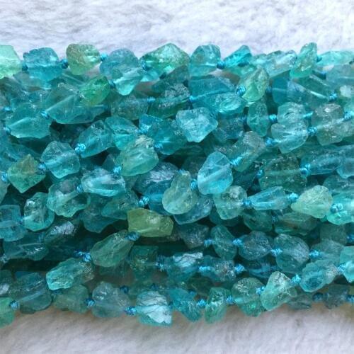 Natural Raw Mineral Clear Green Blue Apatite Fluorapatite Hand Cut Nugget Free Form Loose Rough Matte Faceted Beads 5-7mm 06018