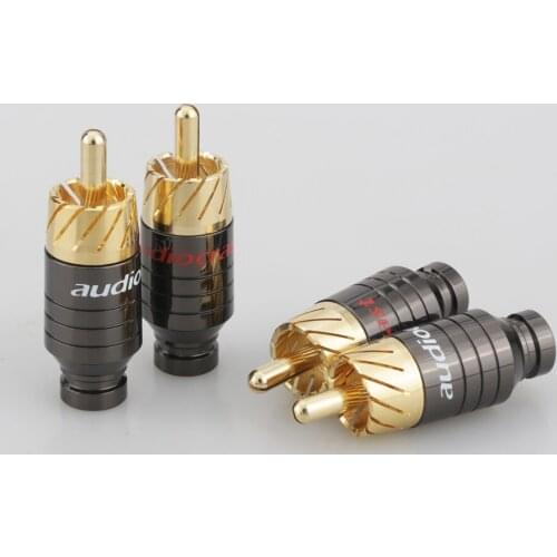 New Free shipping Audiocrast 8pcs Copper RCA Plug Gold Plated Audio Video Adapter Connector