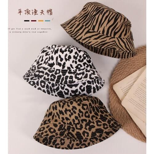 FOCUSNORM 4 Colors Infant Kids Girls Bucket Hats Leopard/Zebra Print All Season Casual Caps For 2-6Years