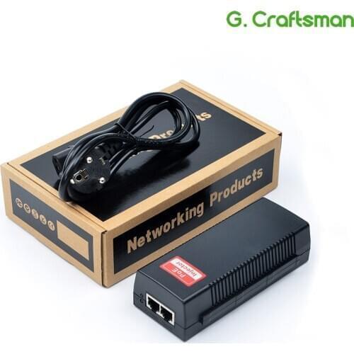 POE Injector IEEE 802.3af 10/100/1000Mbps Power Supply Input 100V-240V Output 48V-56V 45+ 78