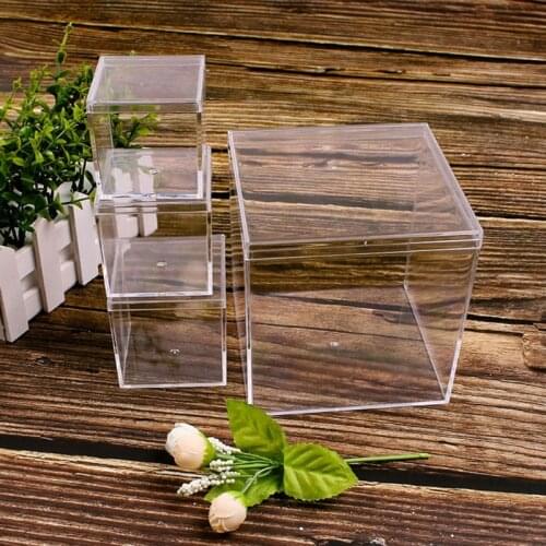 Plastic Transparent Box Square Candy Box with Lid Party Gift Wedding Candy Box Various Size Jewelry Plastic Display Candy Box