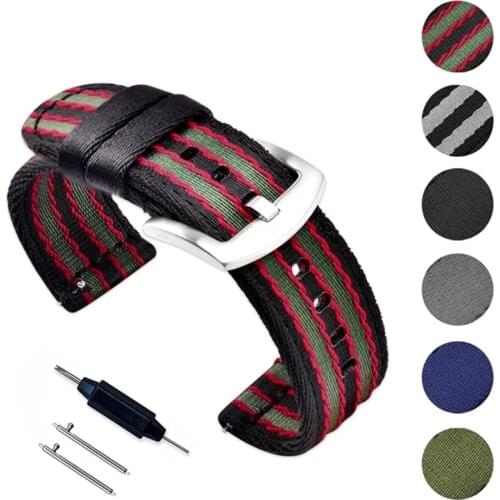 18mm 20mm 22mm 24mm Premium Nylon Watch Sport Strap for DW Watch Samsung Gear S3 S2 Amazfit Huawei GT2 Nato Canvas Bracelet