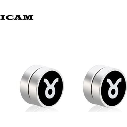 ICAM No Ear Hole Women Men Magnetic Stainless steel Stud Earrings Black Patch Health Jewelry Magnets Of Lazy Paste Slim Patch