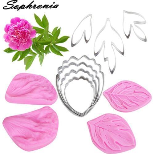 Peony Flower Petal &Cutter Silicone Mold Fondant Mould Cake Decorating Tools Chocolate Gumpaste,Sugarcraft Clay CS263