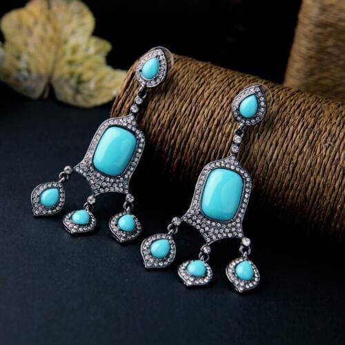 2019 Boho Blue Drop Earrings Chic Big Earrings New Summer Hot Sale New Brightly Color Stone Accessories