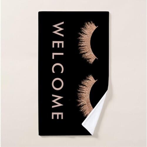 Stylish Eyelashes Welcome Super Absorbent Towel Absorbent Hand Towels Multipurpose for Bathroom Hotel Gym and Spa