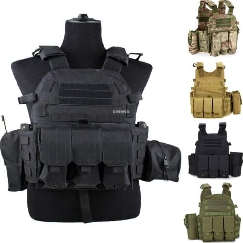 Tactical Molle Vest Nylon Body Armor Hunting Plate Carrier Airsoft Paintball Vest with Magazine Pouch CS Game Combat Gear