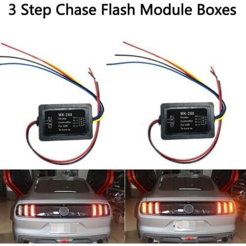Universal 3-Step Sequential Dynamic Chase Flash Module Boxes For Car Front or Rear Turn Signal Lights Retrofit Use 12V 21W