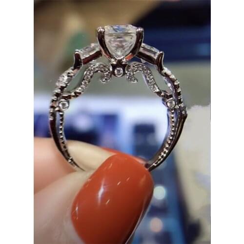 Vintage Princess cut Lab Diamond Ring 925 sterling silver Engagement Wedding band Rings for Women Bridal Fine Party Jewelry