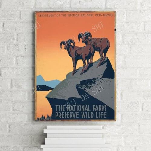 The National Parks Preserve Wild Life Vintage Poster, Retro Travel Art Print Design