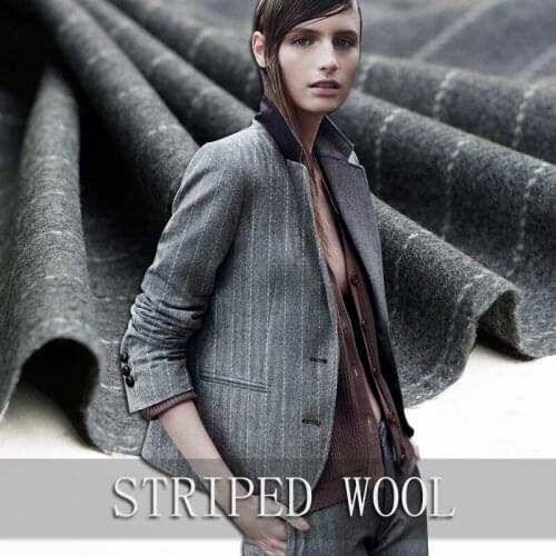 High-grade elegant gray striped wool fabric New wool fabric coat jacket suit wool cloth