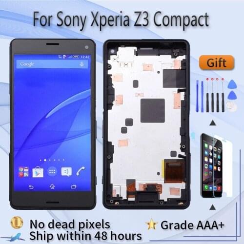 For Sony Xperia Z3 Compact D5803 D5833 SO-02G LCD screen assembly with front case touch glass,With repair parts LCD Display
