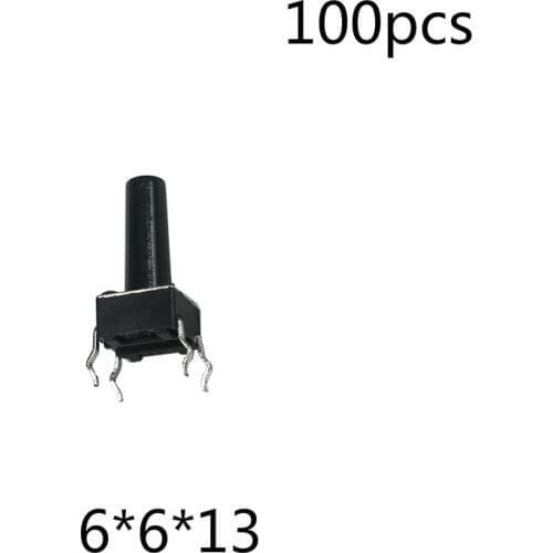 Environmental protection 100pcs/lot 6*6*13mm Interruptor 4 PIN Tactile Tact Push Button Micro Switch Direct Plug-in Self-reset
