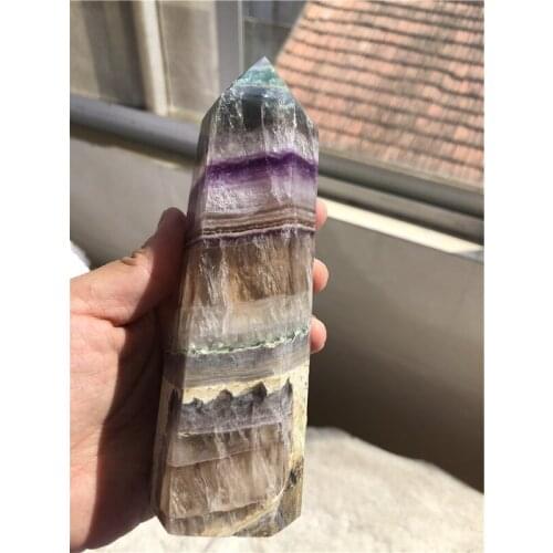 0.87kg Wholesale Natural purple fluorite Quartz Points Healing gemstone Wands tower For Decoration