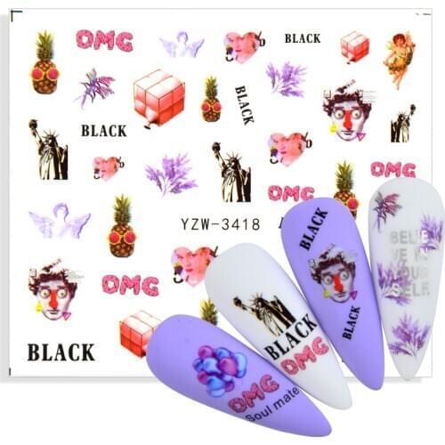 1 Sheet Angel Cupid 3D Water Transfer Nail Sticker Watermark Nail Art Tattoos Decoration Accessories Nails ornament