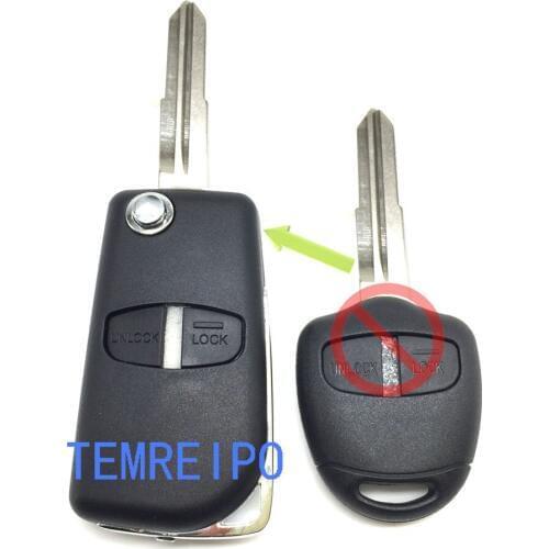 10pcs/lot 2 Buttons Car Key Blanks Case For Mitsubishi Pajero Modified Flip Folding Remote Key Shell Left Right Blade