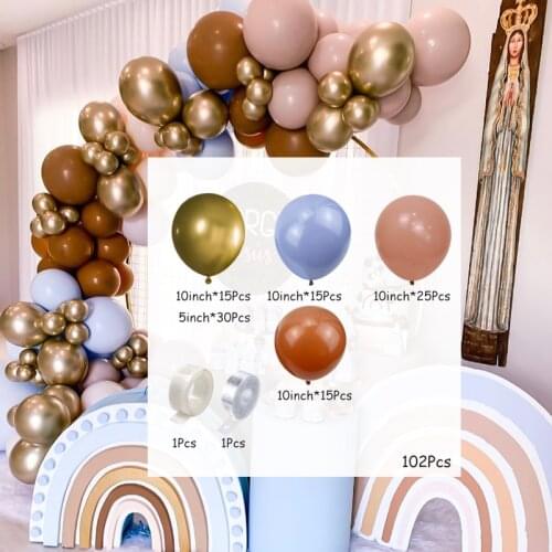 102pcs/lot Coffee Brown Balloons Garland Arch Kit Wedding Macaron Balloon Kids Birthday Party Decors Baby Shower Supplies