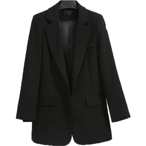 2021 Fashion black Blazer Jackets Womens Suit Jacket Casual Spring Autumn Coats British Workwear Long Blazers Outerwear V1225