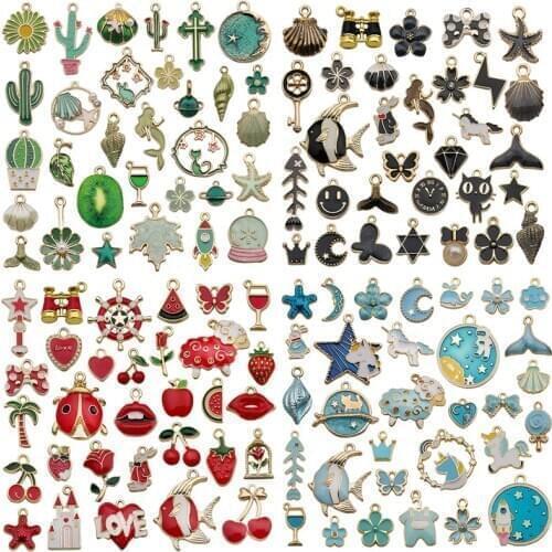 31pcs Enamel Charms Mix Animal Flower Planet Pendants Accessories For DIY Bracelet Necklace Earrings Jewelry Making Findings