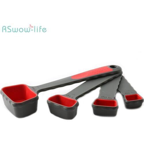 4pcs PP with Scale Measuring Spoon Folding Food Thickening Spoon Set Baking Utensils Plastic Measuring Spoon