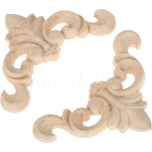 8*8 CM 1Pcs Wood Carved Corner Onlay Applique Unpainted Frame Door Decal carpenter Decoration Furniture Home Decor