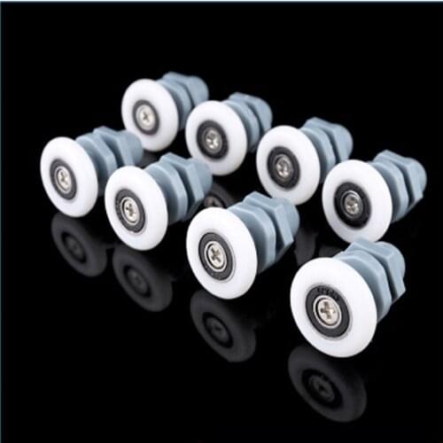 8pcs/lot 23mm/25mm/27mm Single Straight Plastic Shower Door Pulley Rollers Runners Wheels Bearing For Sliding Shower Cabin Room