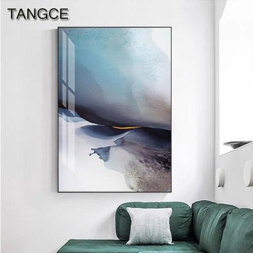 Abstract Blue Gray Watercolor Painting Nordic Poster Print Chinese Ink Wall Art Picture for Living Room Zao Wou-Ki Series Poster