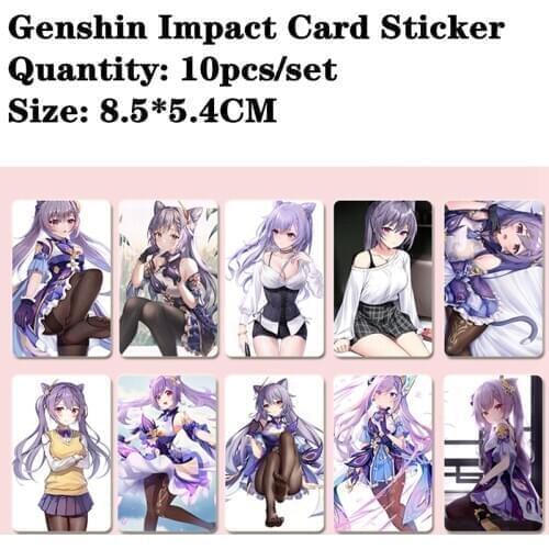 Anime DIY Card Sticker Game Genshin Impact Cosplay Accessories Bus Bank IC Student Card Decoration Project Zhongli Klee Venti
