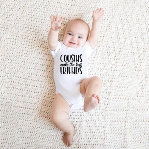 Cousins Make the Best Friends Baby Short Sleeve Newborn Baby Girls Jumpsuit Soft Fashion Summer Baby Clothes Boys Rompers Outfit